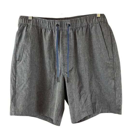 Eddie Bauer Quick Dry Woven Tech Pull On Shorts XL Elastic Waist Pockets Gray Bl - Picture 1 of 6